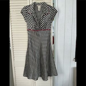 Pola dot polyester dress with tie waste